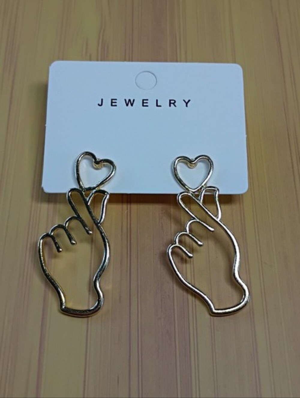 Gold Hand Outline Drop Earrings - Women's Fashion Jewelry - Picture 3 of 7